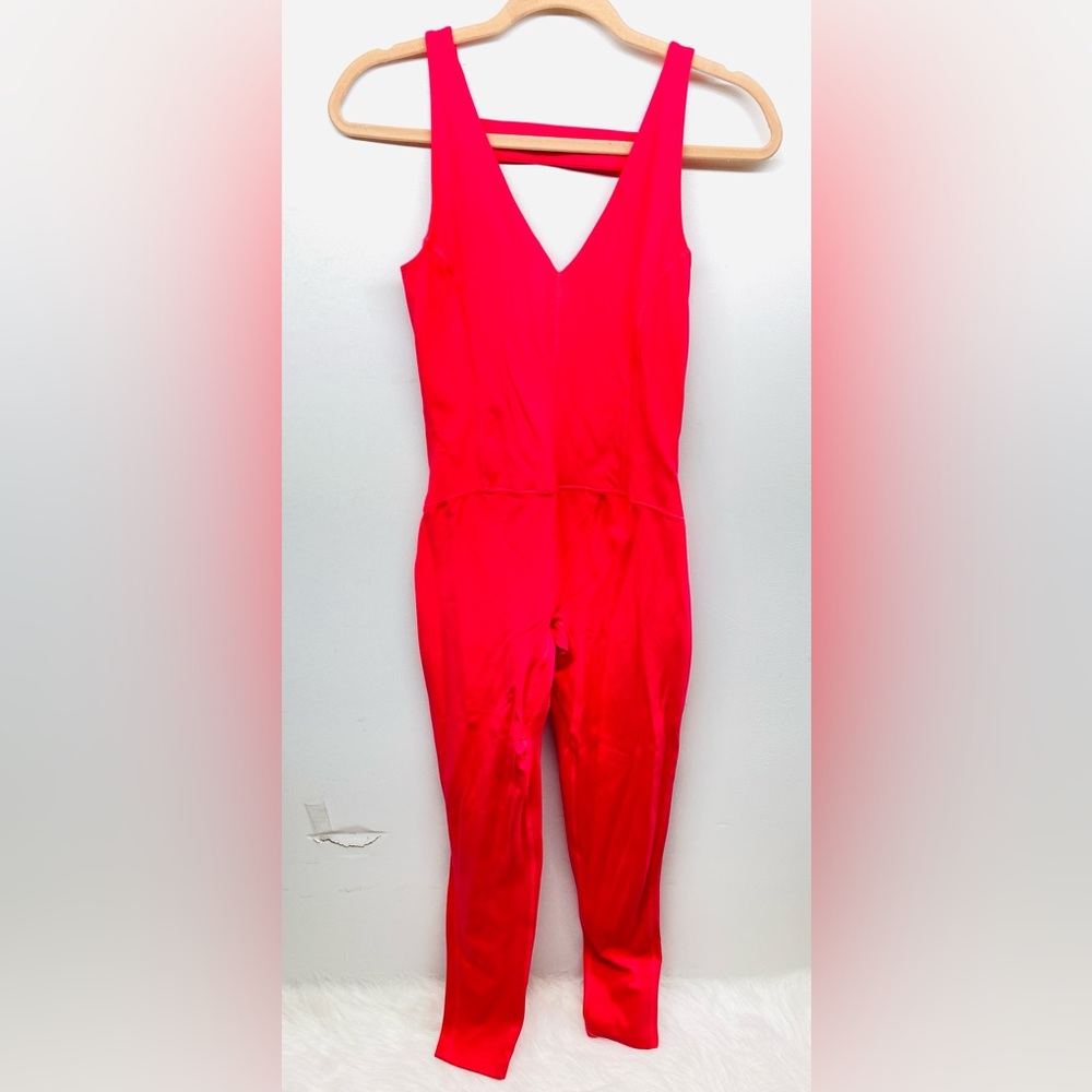 Free People MOVEMENT Never Better Onesie Romper Neon Coral size medium - Picture 5 of 7